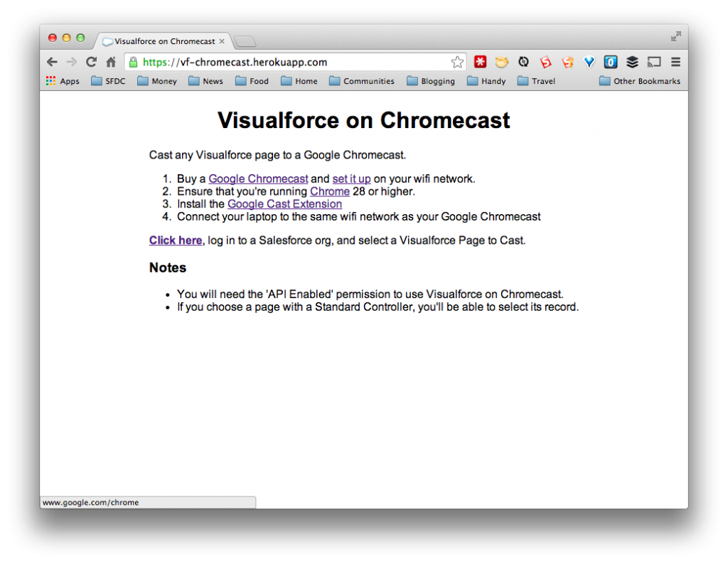 Visualforce on Chromecast